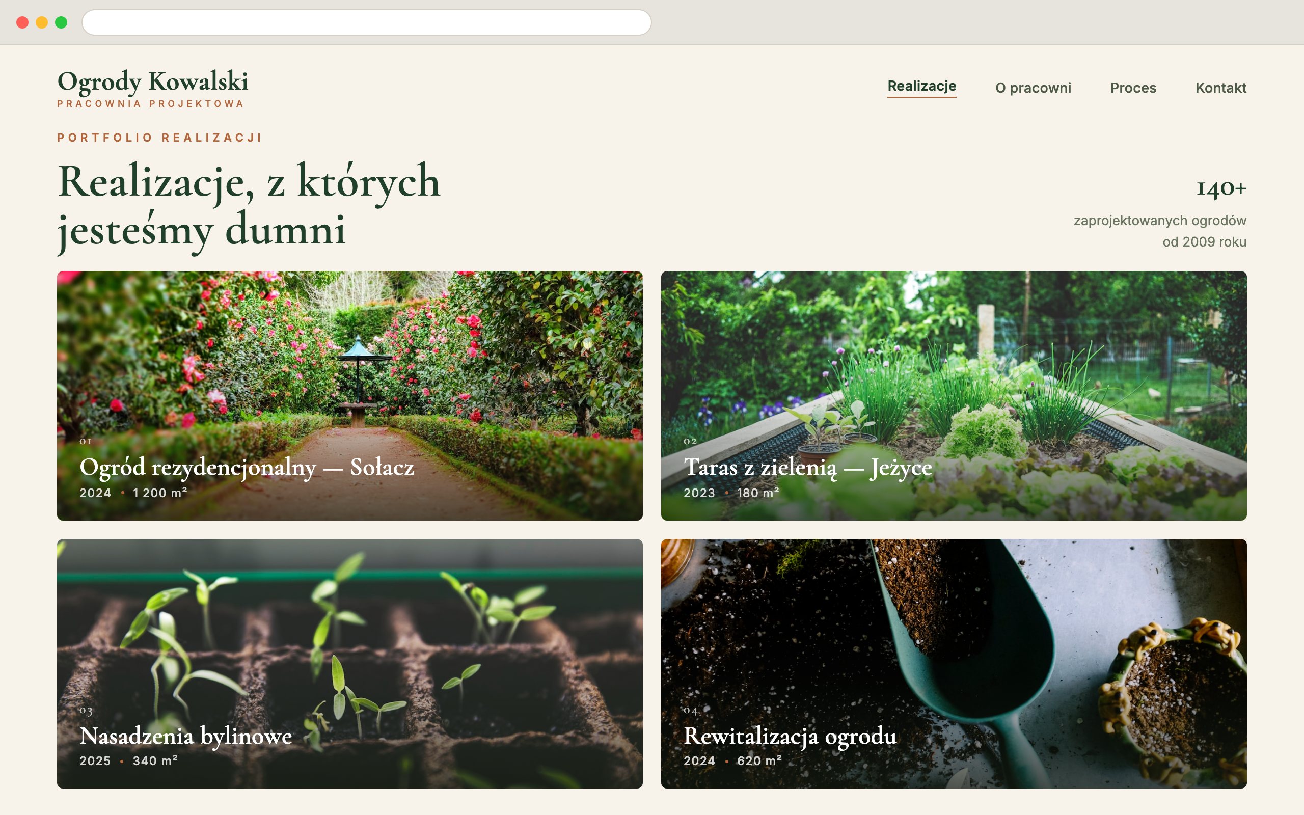 Strona Ogrody Kowalski — portfolio realizacji