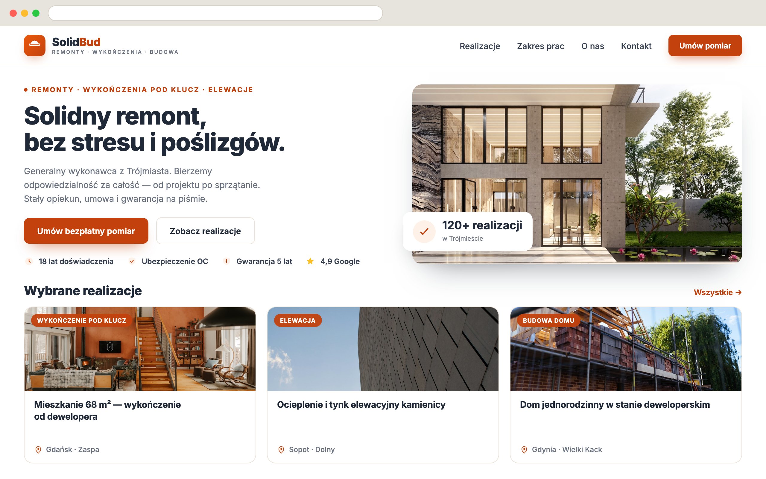 Strona SolidBud — portfolio remontów i wykończeń